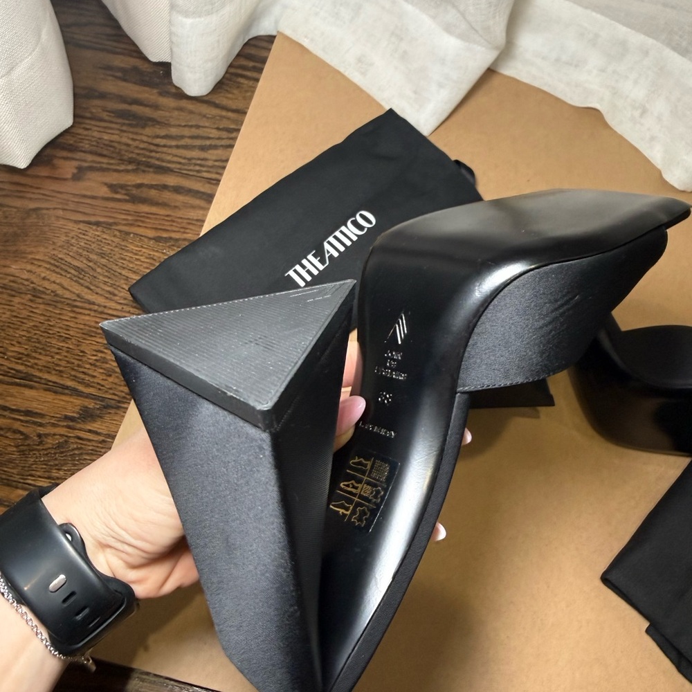 The Attico Devon Mules Black Satin Sculptural Heel EU 38 - Picture 5 of 5
